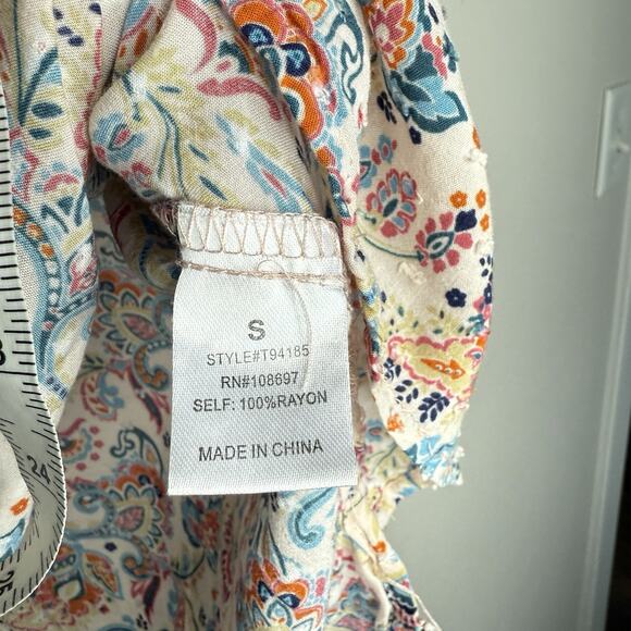 Alice Blue Stitch Fix Womens Sweet Rain Top Small Swiss Dot Peasant Colorful - Picture 5 of 7